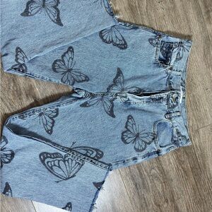 PacSun Blue Butterfly Flare Jeans